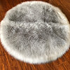 Super Soft Faux Sheepskin Silky Shag Rug, Gray, 18" Round