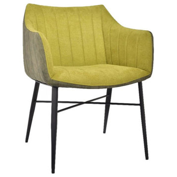 Ghita Arm Dining Chair, Pistachio Fabric Front, Matte Back