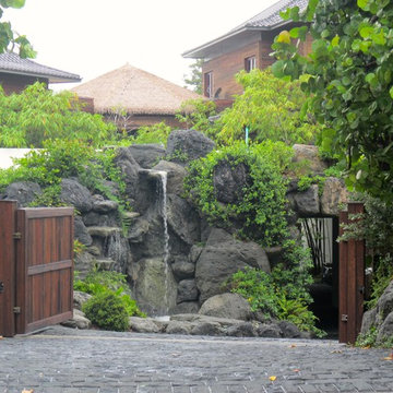 Rock waterfall house