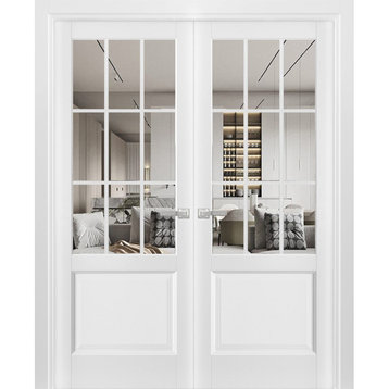 Interior French Double Doors 72 x 84, Felicia 3599 White & Clear Glass