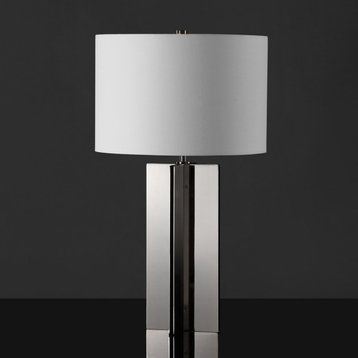 Safavieh Rollins Square Metal Table Lamp Nickel/White