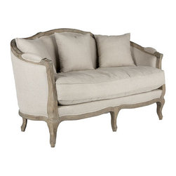 Linen European Furniture - Natural Linen Settee - Loveseats