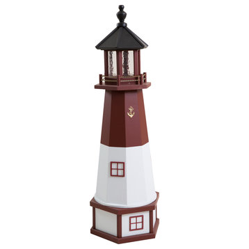 Outdoor Deluxe Wood and Poly Lumber Lighthouse Lawn Ornament, Barnegat, 47 Inch, Standard Electric Light