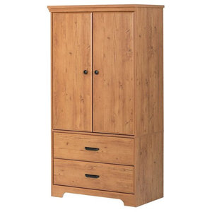 Pine Wood Rustic Short Armoire Transitional Armoires And