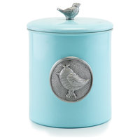 4 Qt. "Lauren BlueBird" Cookie Jar w/Bird Medallion & Knob, Fresh Seal Cover