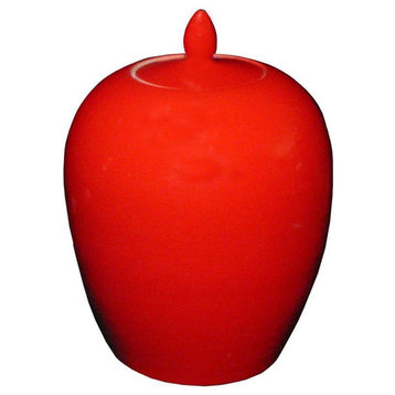 Simple Modern Handmade Plain Solid Red Glaze Porcelain Vase Jar