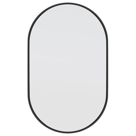 22" W X 36" H Pill Shape Stainless Steel Framed Mirror, Black