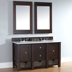72 inch Burnished Mahogany Double Bathroom Vanity Optional Countertops - Bathroom Vanities And Sink Consoles