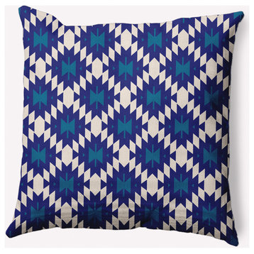 18" x 18" Geo Craze Indoor/Outdoor Polyester Throw Pillow, Autumn Blue