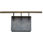 Uttermost - Uttermost Vessel Industrial Console Table - Inspired By Lodge And Industrial Styles, This Console Features A Naturally Finished Mahogany Wood Slab Top With Live Edge Details. Accented With Gunmetal Finished Steel Supports And A Faux Concrete Base. Size And Shape Of The Top May Vary Slightly Due To The Authentic Nature Of The Design, Making Each Piece Especially Unique. Solid Wood Will Continue To Move With Temperature And Humidity Changes, Which Can Result In Cracks And Uneven Surfaces, Adding To Its Authenticity And Character.