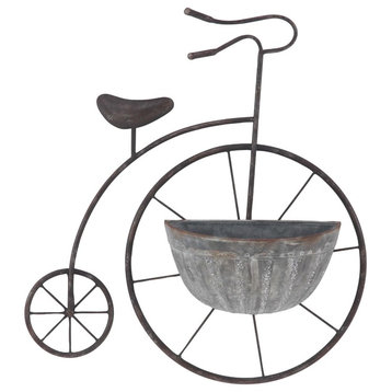Grey Metal Industrial Bicycle Plantstand 21" x 6" x 22"
