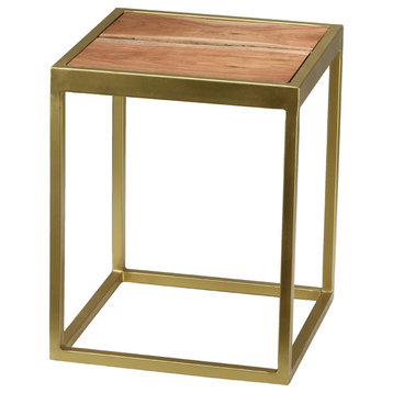 Bare Decor Dixie Brushed Gold and Wood End Table