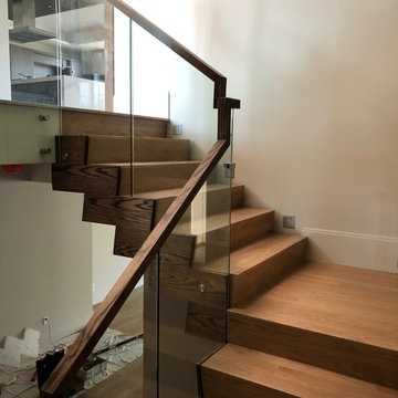 Dexter Modern Wood Cladding Staircase and Glass Railing