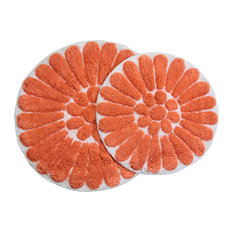 Chesapeake Bursting Flower 2 Pc. White & Coral Round Bath Rug Set 45953