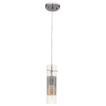 Access Lighting - Spartan, Pendant, 1 Light Halogen, Brushed Steel With Metal and Clear Metal - SKU: 50525-BS/CLM