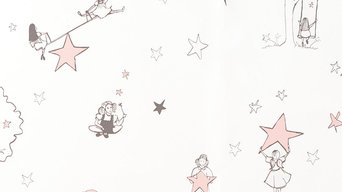 "Catch a Star" Wallpaper, Cream and Pink
