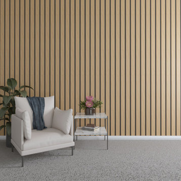 Adjustable Wood Slat Wall Panel Kit With 3"W Slats, Maple, 15 Slats, 48"Hx.375"T