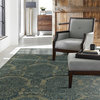 SEVILLE Damask Blue Hand-Tufted Wool and Silkette Area Rug, Blue, 2'x3'