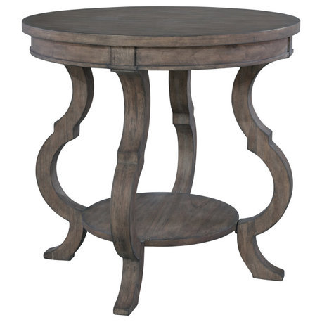 Amboy Round Lamp Table With Shaped Legs