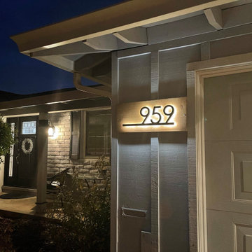 Lighted house numbers at night