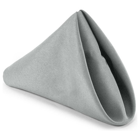 1 Dozen 17" Cloth Dinner Table Napkins for Weddings - Polyester Fabric Silver
