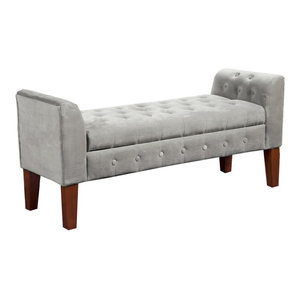 Jacqueline Tufted Roll Arm Storage Bench Transitional Accent And Storage Benches By Jennifer Taylor Home