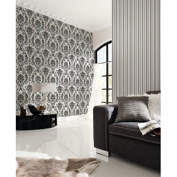 Non-Woven Wallpaper - DW323301901 Black and White Wallpaper, Roll