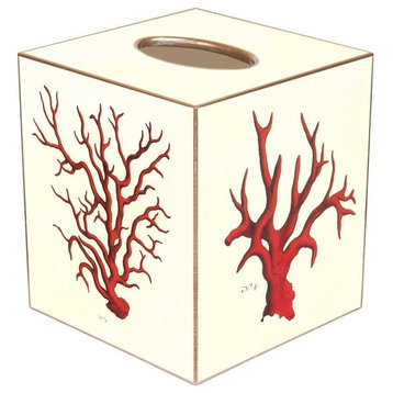 TB1192- Red Coral Tissue Box Cover