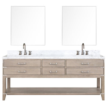 Lexora Norwalk Bath Vanity, Grey Oak, 80, Vanity Complete Set