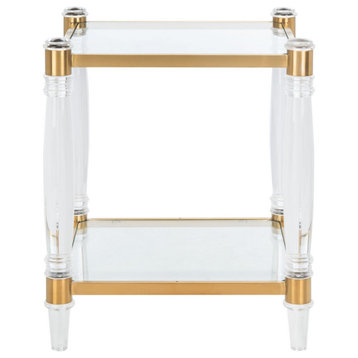 Safavieh Couture Isabelle Acrylic Accent Table, Brass