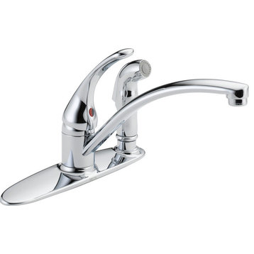 Delta Foundations Single Handle Kitchen Faucet, Integral Spray, Chrome, B3310LF