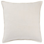Jaipur Living - Jaipur Living Blanche Solid Ivory 22" Throw Pillow, Poly Fill - The Burbank collection infuses homes with understated elegance, perfect for rustic and coastal spaces alike. The oversized Blanche pillow is crafted of 100% linen and features soft, inviting flange for added texture and charm. In a light ivory hue, this versatile cushion brightens rooms with relaxed style.