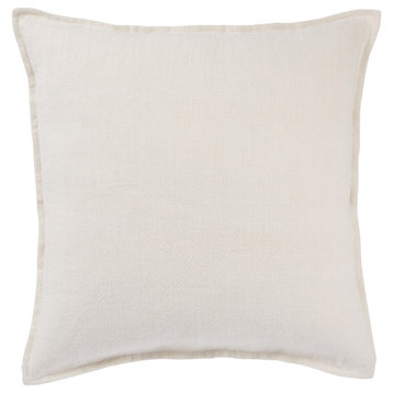 Jaipur Living Blanche Solid Ivory 22" Throw Pillow, Poly Fill