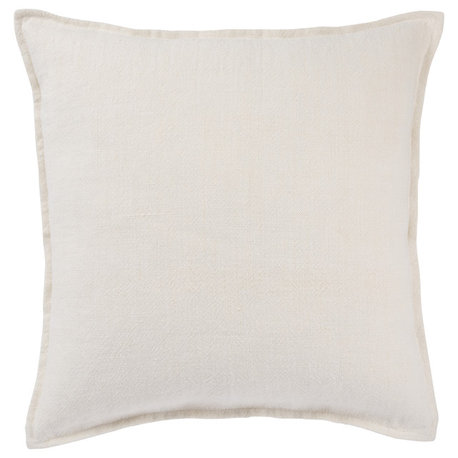 Jaipur Living Blanche Solid Ivory 22" Throw Pillow, Down Fill