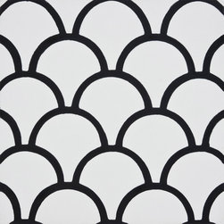 Moroccan Mosaic and Tile House - Imouzar Handmade Cement Tile, White/Black,Sample - Tile
