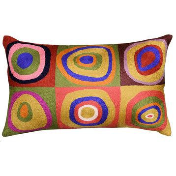 Lumbar Kandinsky Cushion Cover Rectangle Farbstudie Quadrate Wool 13x21"