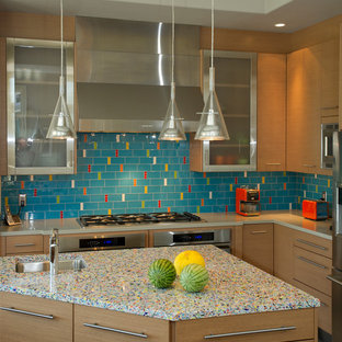 75 Beautiful L Shaped Kitchen With Recycled Glass Countertops