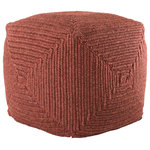 Jaipur Living - Jaipur Living Bridgehampton Indoor/Outdoor Solid Red Cube Pouf - Our Montauk collection of poufs brings modern, Scandinavian vibes to both indoor and outdoor spaces. The cube-shaped Bridgehampton pouf features a durable polypropylene construction, perfect for weather-resistant use. This brick red accent is woven with a cross-sectioned stitching design for a unique, textural touch.