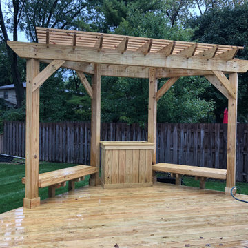 Pressure Treated Pine Deck with Corner Pergola in Libertyville, IL