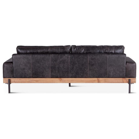 Chiavari Distressed Antique Ebony Leather Sofa