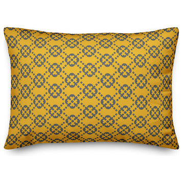 Floral Argyle in Yellow and Gray Throw Pillow