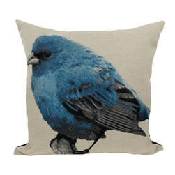 Xia Home Fashions - Bird Emboridery Pillow Collection, Blue - Decorative Pillows