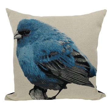 Bird Emboridery Pillow Collection, Blue