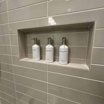 Modern Basement Bathroom with Rift-Cut Oak Vanity