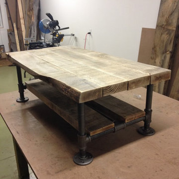 Rustic Industrial Reclaimed Wood & Pipe Coffee Table