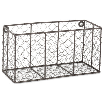 Asst Vintage Grey Wall Mount Chicken Wire Basket, Set Of 2