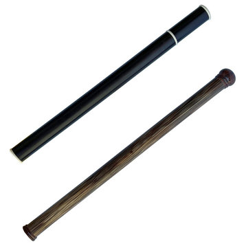 Set of 2, Chinese Bamboo/Wood Pattern Tube Incense Holder Display Art Hws2495