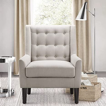 Modern Living Reading Room Comfy Accent Chair for the Bedroom, Standard, Natural