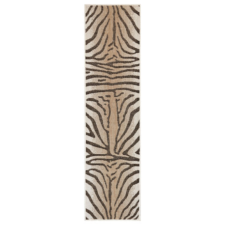 Carmel Zebra Indoor/Outdoor Rug Sand, 1'11"x7'6" Runner