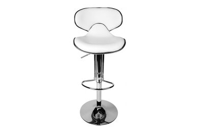 "AZURA" PU LEATHER AND CHROME KITCHEN BAR STOOL IN WHITE (SET OF 2)